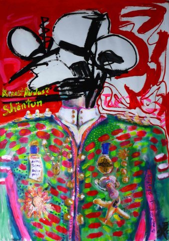 2019, du musst ein bisschen schöntun, 100 x 70 cm, acrylic, oil on paper, nov 2019