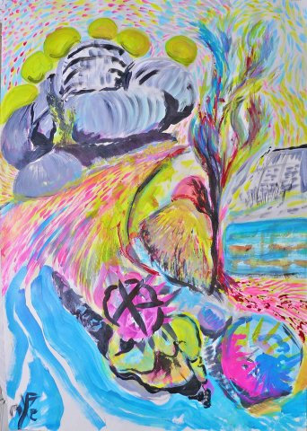 2019, radical landscape II, 100 x 70 cm, acrylic on paper nov 2019