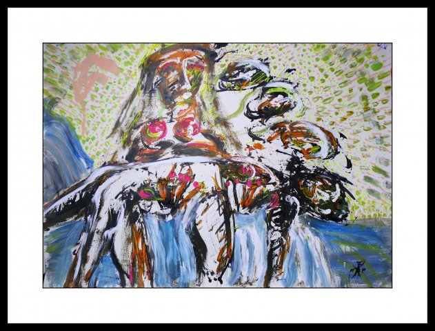 2020, radical pieta, 70 x 100 cm, acrylic on paper, feb 2020