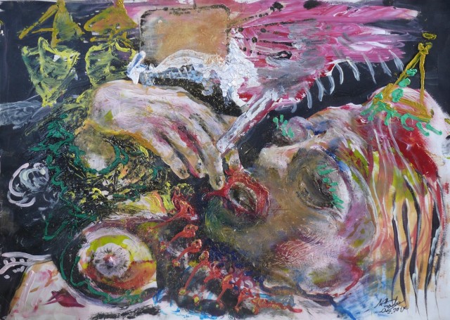 2017 martin franke, Still quiet in front of your golden dream applicatin - last baroque of the advanced culture, 50 x 70 cm, 2017