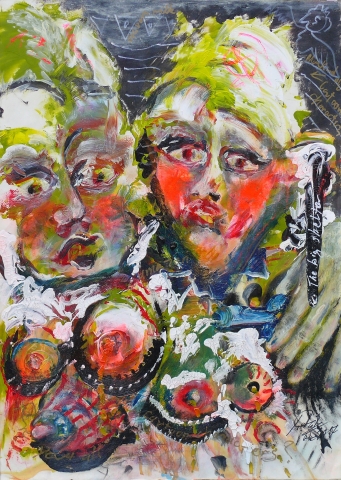 2017, The big shelter, 70 x 50 cm, acrylic, pigments on paper, 2017