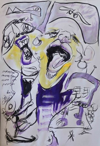 2019, citizens laughing for more fun in wasteland 100 x 70 cm, april 2019