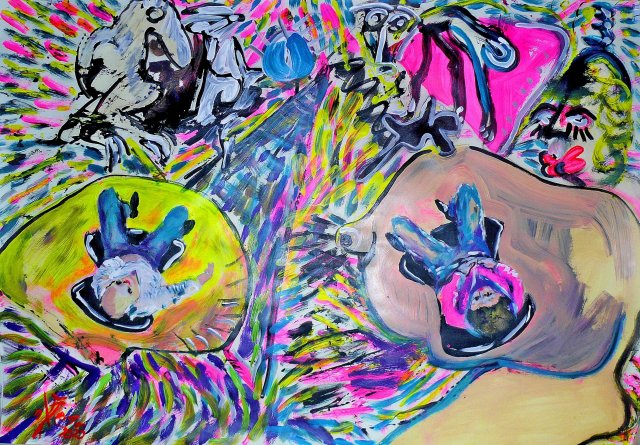 2020, invers reziprokes höhlengleichnis II, 70 x 100 cm, acryic on paper, jan 2020