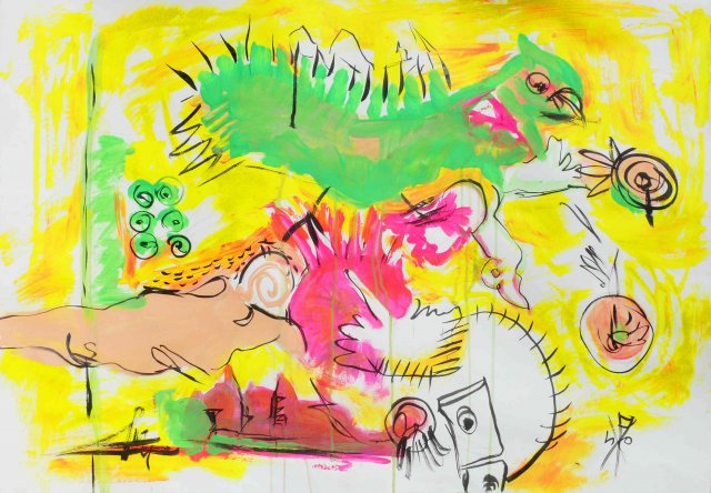 2019, komposition future, 70 x 100 cm, chinese ink, acrylic on paper, june 2019