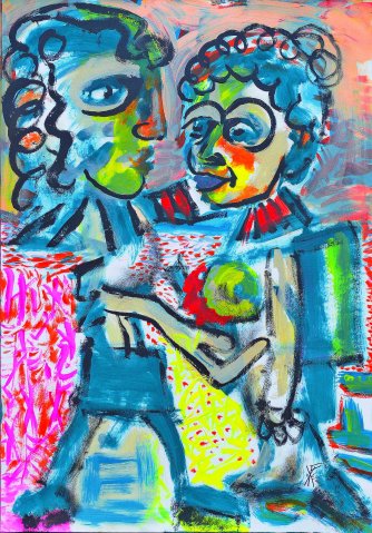 2019, radical game, 100 x 70 cm, acrylic, pigments on paper, dez 2019, Privatbesitz: Diane Ellerhold, Lünern